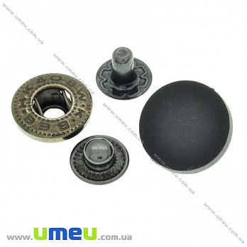 Кнопка альфа (пробивная) металлическая, Черная, 15 мм, 1 шт (SEW-024004)