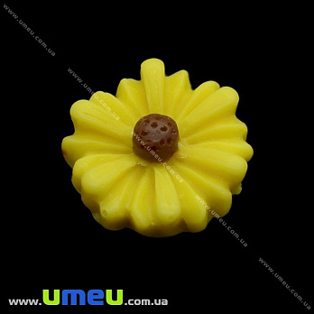 Кабошон з полімерної глини Ромашка жовта, 13 мм (KAB-003694)