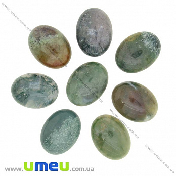 Кабошон нат. камень Агат моховый, Овал, 20х15 мм, 1 шт (KAB-012704)