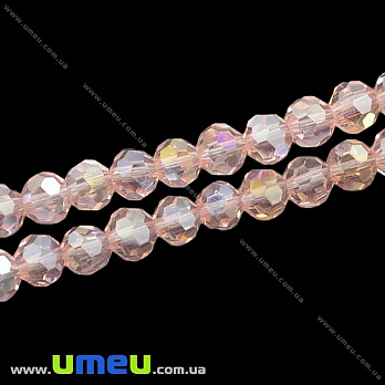 [Архів] Намистина під кришталь гранована кругла, 6 мм, Рожева АВ (BUS-014314)