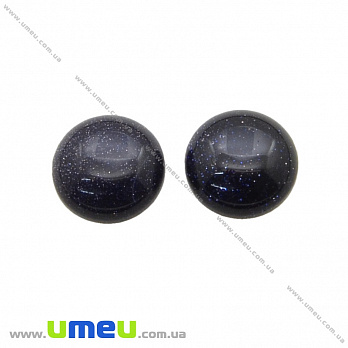 Кабошон нат. камень Авантюрин синий, Круглый, 14 мм, 1 шт (KAB-036123)