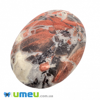 Кабошон нат. камінь Яшма брекчієва, Овал, 40,3 х30,2 мм (KAB-050030)