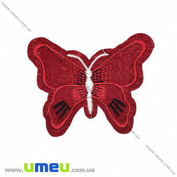 Аппликация пришивная Бабочка, 7х5,5 см, Бордовая, 1 шт (APL-033590)