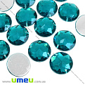 Пришивной кристалл пласт. Круглый граненый, 10 мм, Бирюзовый (KAB-030574)