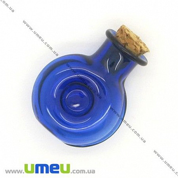 Стеклянная баночка Круглая, Синяя, 25х19 мм, 1 шт (DIF-006706)