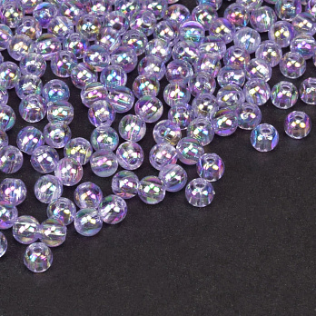 Намистини акрилові Прозорі райдужні, Круглі, 4 мм, Бузкові (BUS-059694)