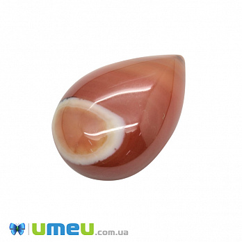 Кабошон нат. камінь Агат червоний, Крапля, 25х18 мм (KAB-050637)