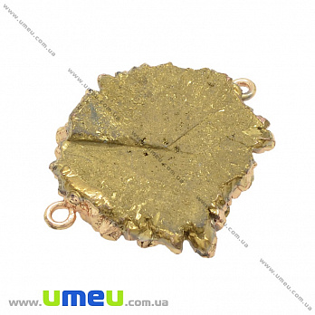 Коннектор из натурального камня Друза Агата в металле, Золотистый, 35х32 мм, 1 шт (POD-036980)