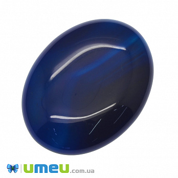 Кабошон нат. камінь Агат синій, Овал, 39,8 х29,7 мм (KAB-050607)