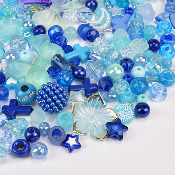 Намистини пластикові, Мікс синій (BUS-062218)