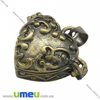 [Архів] Медальйон Серце, Антична бронза, 25х20х10 мм (POD-003068)