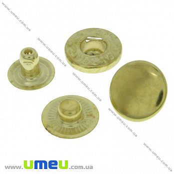 Кнопка альфа (пробивная) металлическая, Золото, 15 мм, 1 шт (SEW-034404)