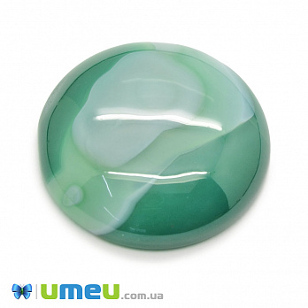 Кабошон нат. камінь Агат зелений, Круглий, 25,2 мм (KAB-050005)