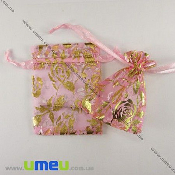 Подарочная упаковка из органзы, 7х9 см, Розовая, 1 шт (UPK-001105)