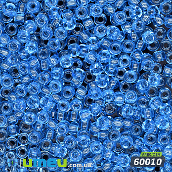 Бісер чеський №138/60010, Блакитний, Прозорий, 10/0 (BIS-047552)