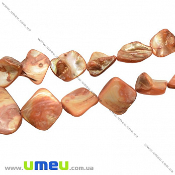 [Архів] Намистина натуральний камінь Перламутр помаранчевий, Ромб (BUS-023761)