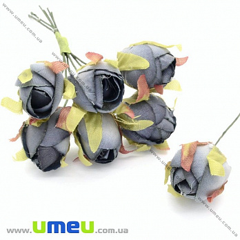 Бутон розы на проволоке, 15 мм, Серый, 1 шт (DIF-025689)