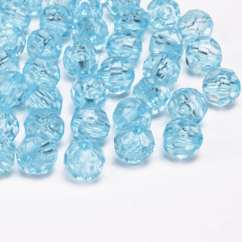 Намистини акрилові, Круглі грановані, 8 мм, Блакитні (BUS-054488)
