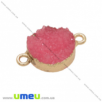 Коннектор Имитация друзы (смола), Розовый, Золото, 22х15 мм, 1 шт (KON-036961)