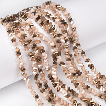 Намистини скляні скол (крихта), 4 мм, Золотисто-бежеві (BUS-060949)