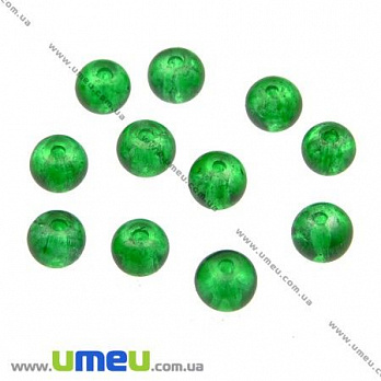 Бусина стеклянная Битое стекло, 4 мм, Зеленая, Круглая, 50 шт (BUS-000971)