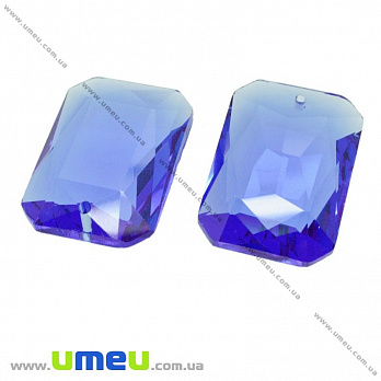 Подвеска стеклянная Crystallized (2 сорт), Sapphire, 33х23 мм, Прямоугольная, 1 шт (POD-000564)