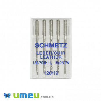 Иглы SCHMETZ LEATHER (для кожи) №120/19 для бытовых швейных машин, 5 шт, 1 набор (SEW-043711)