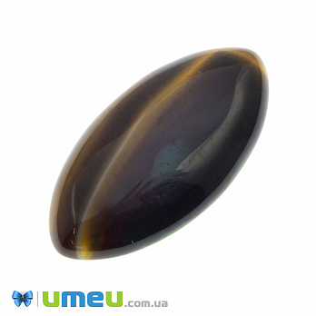 Кабошон нат. камень Агат Бразильский коричневый, Лодочка, 40х20 мм, 1 шт (KAB-042774)
