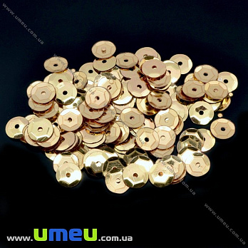 Пайетки Китай круглые граненые, 6,5 мм, Золотистые, 5 г (PAI-013131)