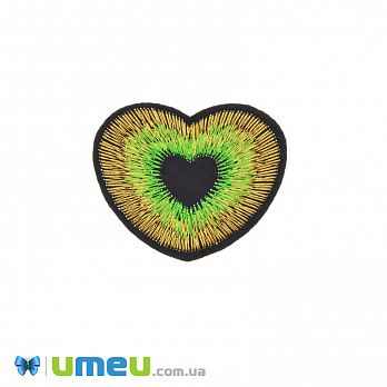 Термоаплікація Серце, 5х4 см, Золотисто-зелена (APL-042443)