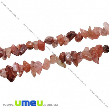 Скол (крошка) натуральный камень Агат красный, 5-8 мм, 1 нить, (82-84 см), (BUS-027240)