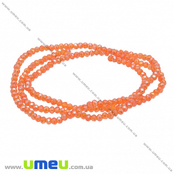 Бусины рондели, 3х2 мм, Оранжевые АВ, 1 низка (BUS-033865)