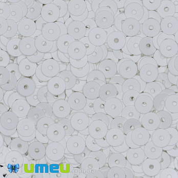 Пайетки Италия круглые плоские, 4 мм, Белые №176W Bianco Satinati, 3 г (PAI-039128)