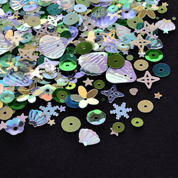 Паєтки Китай Мікс, 2-13 мм, Біло-салатові АВ (PAI-052840)