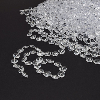 Бусины на нитке акриловые, Круглые плоские, 11 мм, Прозрачные (KAB-060985)