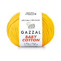 Пряжа Gazzal Baby Cotton №3417, 50 г, 165 м, Желтая (YAR-060764)