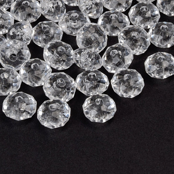 Намистини акрилові, Ронделі, 8х5,2 мм, Прозорі (BUS-059954)