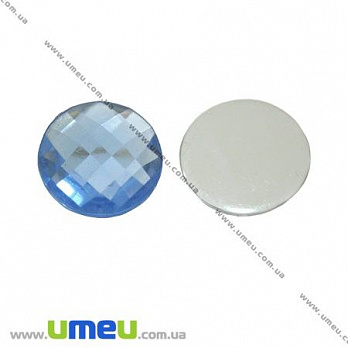 Кабошон пластиковий, Круглий гранований, 16 мм, Блакитний (KAB-009526)