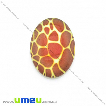 Кабошон скляний з принтом Жираф, 18х13 мм, Овал (KAB-013722)