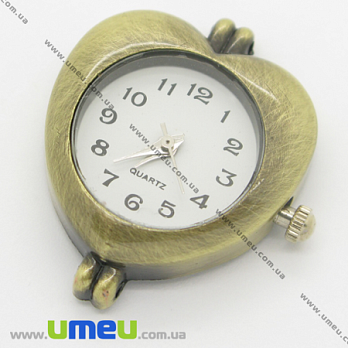 [Архив] Часы для браслетов Сердце, Античная бронза, 30х24 мм, 1 шт (CLC-006190)