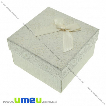 Подарочная коробочка Квадратная с узором, 8,5х8,5х5,5 см, Кремовая, 1 шт (UPK-023098)