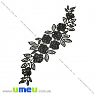 Мереживна вставка Троянди, 26х7 см, Чорна (LEN-025012) Мереживна вставка Троянди, 26х7 см, Чорна (LEN-025012)