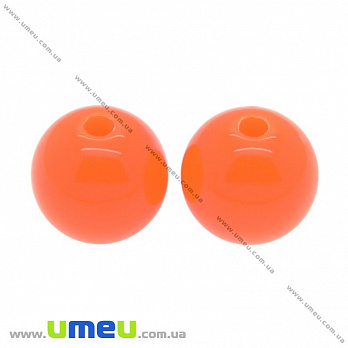 Бусина пластиковая Круглая Полупрозрачная, 10 мм, Оранжевая, 1 шт (BUS-008773)