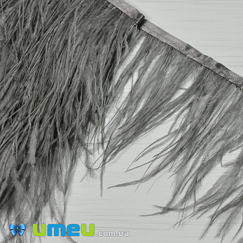 Перья страуса на ленте, 10-15 см, Серые, 10 см (PER-040302)