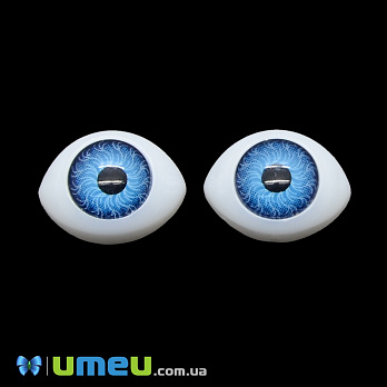 Глазки клеевые для кукол, 14х10,5 мм, Голубые, 1 пара (DIF-037469)