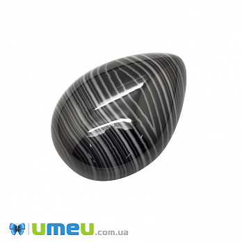 Кабошон нат. камінь Агат чорний, Крапля, 24,8 х18,1 мм (KAB-050632)