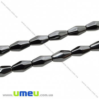 [Архів] Намистина натуральний камінь Гематит, 12х6 мм, Рис гранований (BUS-029879)