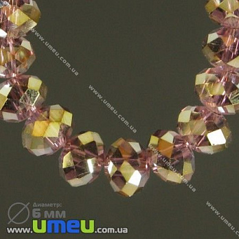 [Архів] Намистина під кришталь, 6х4 мм, Бузкова AB (BUS-001613)