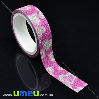 Декоративний скотч гліттерний, 15 мм, Бузковий (DIF-018019)