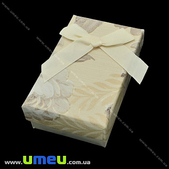 Подарочная коробочка Прямоугольная с узором, 8х4,5х2,5 см, Кремовая, 1 шт (UPK-023137)